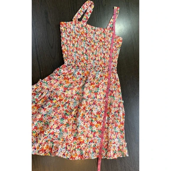 Jessica Simpson Floral Summer Dress Small Stretch Bodice Tiered Skirt Ruffle Hem - Picture 9 of 10